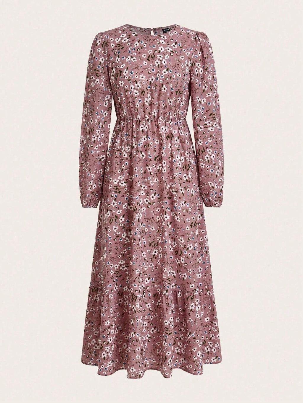 Blossom | Women's Floral Maxi Dress Long Sleeve Round Neck