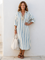 Imara | Women's Striped Midi Shirt Dress