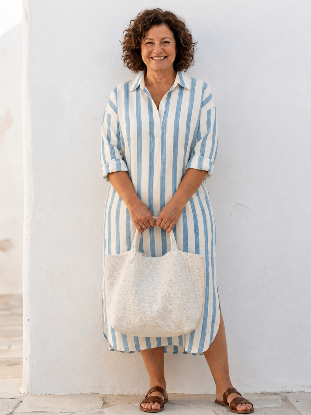 Imara | Women's Striped Midi Shirt Dress