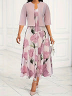 Adrianna | Women's Floral Maxi Dress Set with Cardigan