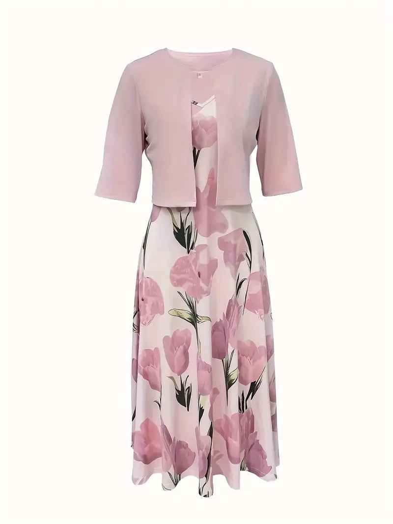 Adrianna | Women's Floral Maxi Dress Set with Cardigan