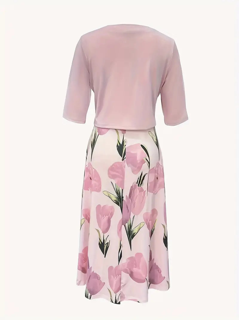 Adrianna | Women's Floral Maxi Dress Set with Cardigan