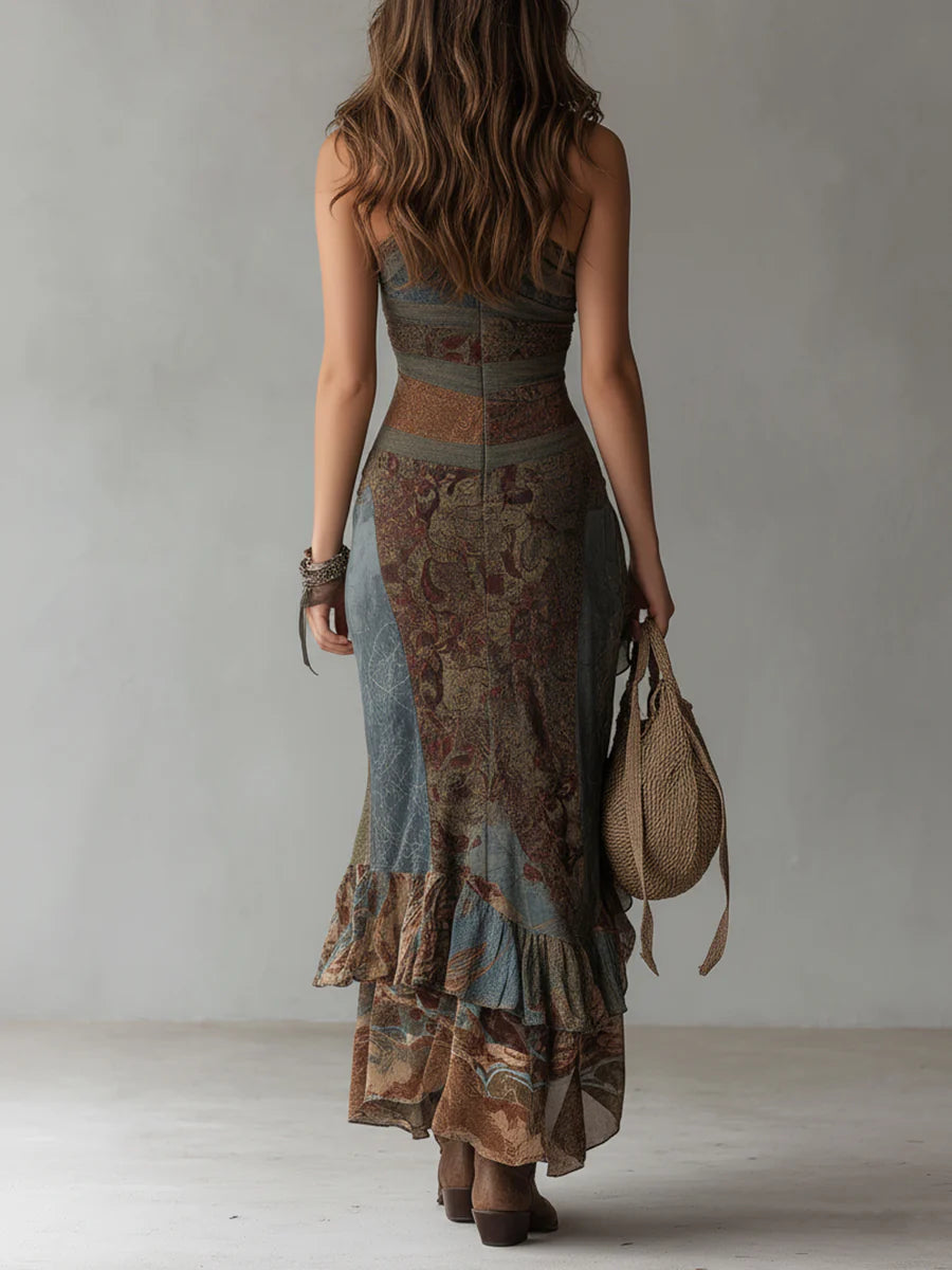 Araminta | Women's One Shoulder Print Maxi Dress