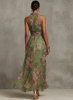 Azura | Women's Floral Halter Neck Maxi Dress