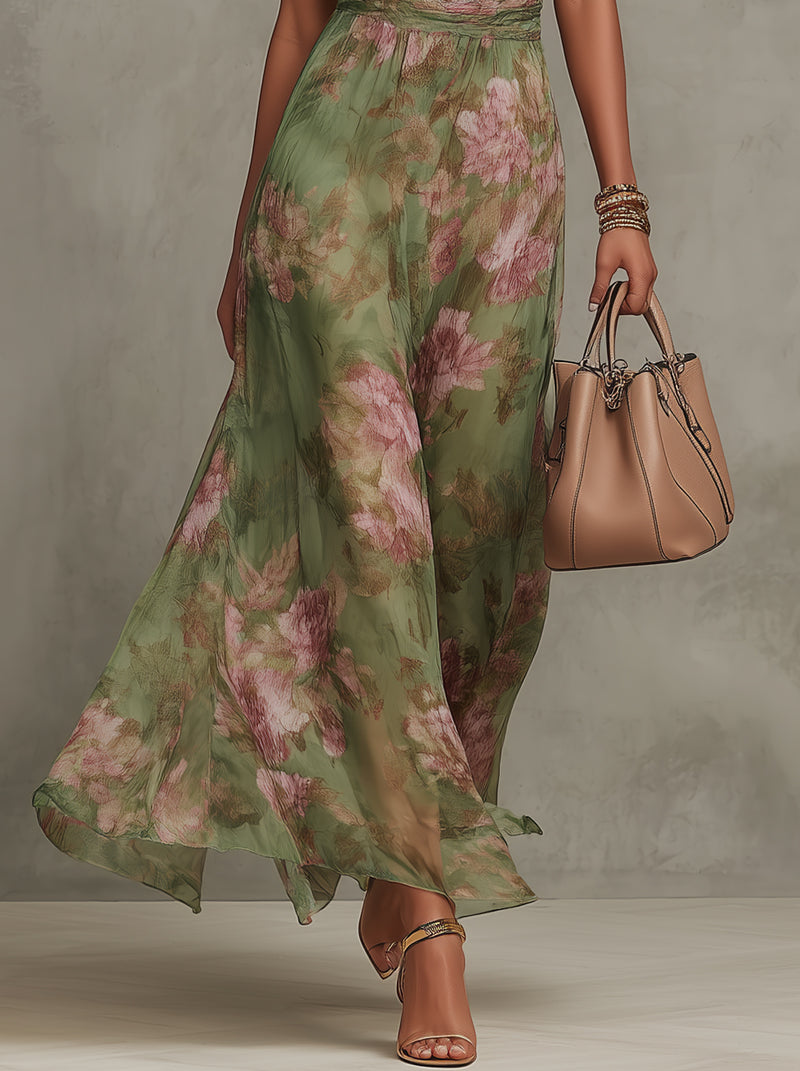 Azura | Women's Floral Halter Neck Maxi Dress