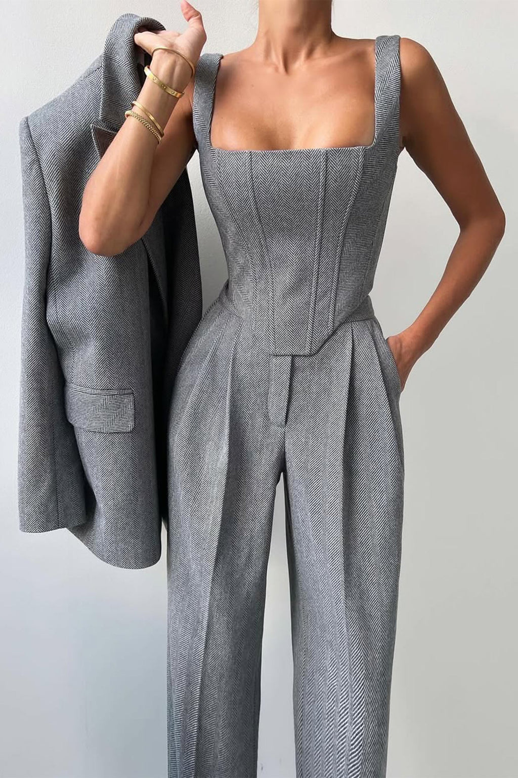 Bellamy | Women's Three Piece Herringbone Suit Set