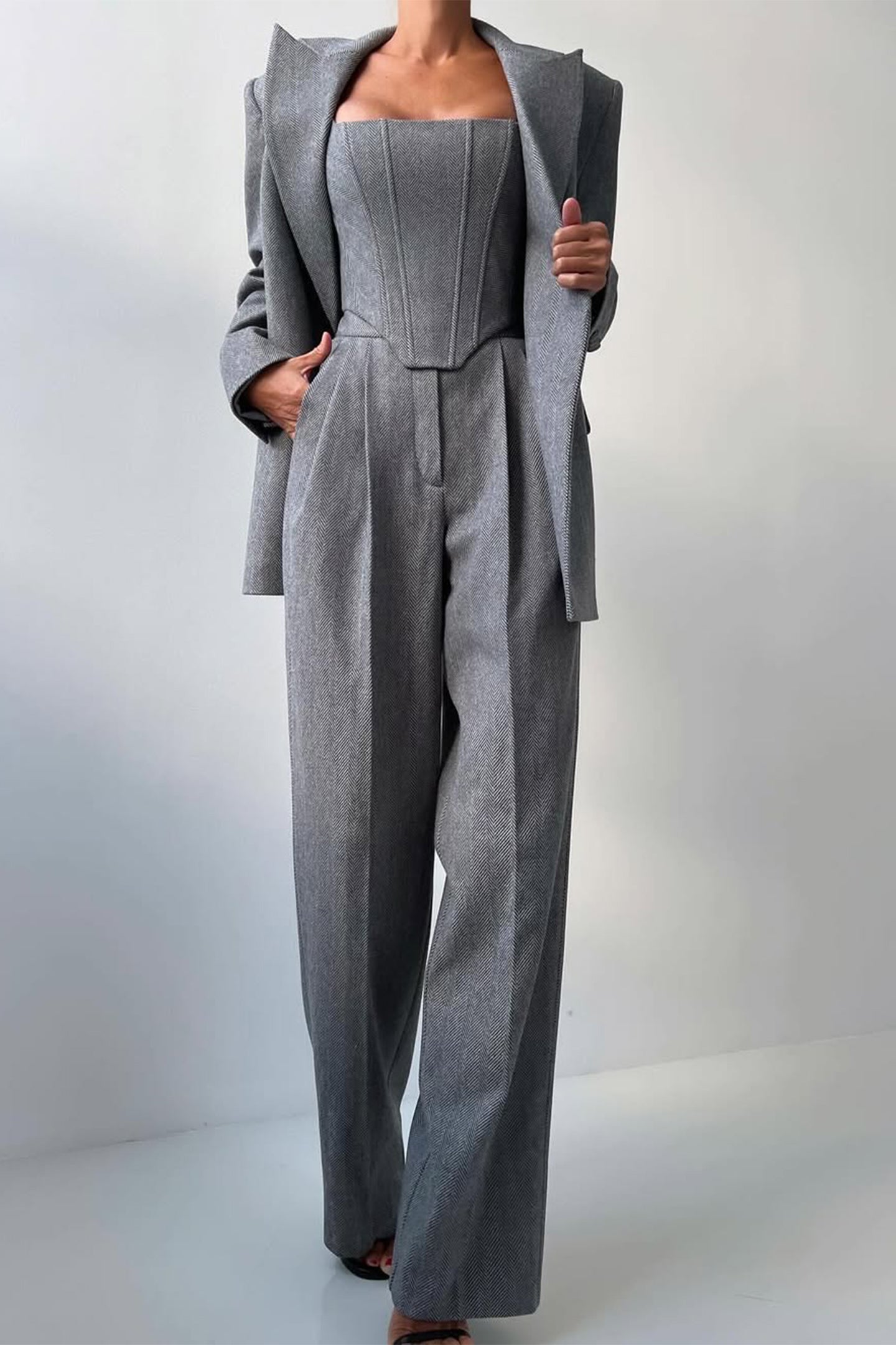 Bellamy | Women's Three Piece Herringbone Suit Set