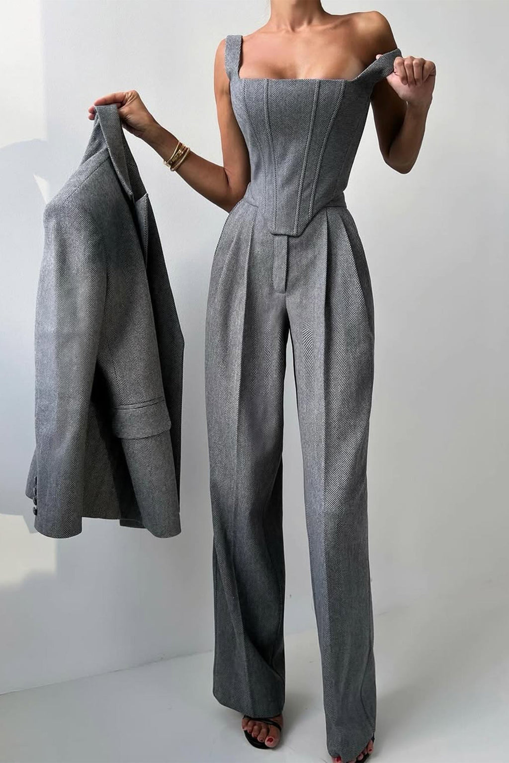Bellamy | Women's Three Piece Herringbone Suit Set