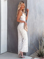 Bianca | Women's V Neck Wide Leg Jumpsuit