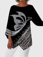 Calliope | Women's Butterfly Print Asymmetric Top
