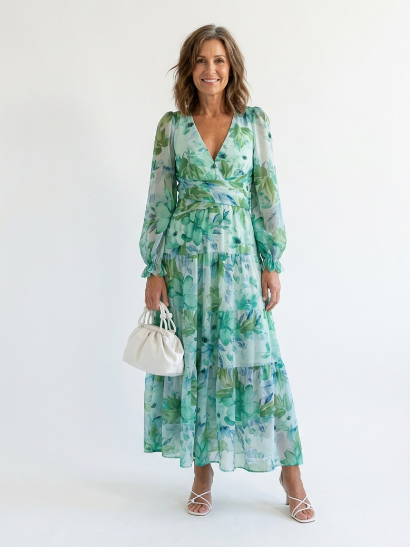 Camellia | Women's Floral Wrap Long Sleeve Maxi Dress