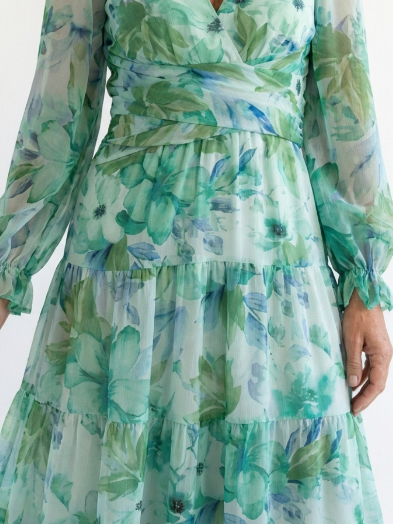 Camellia | Women's Floral Wrap Long Sleeve Maxi Dress