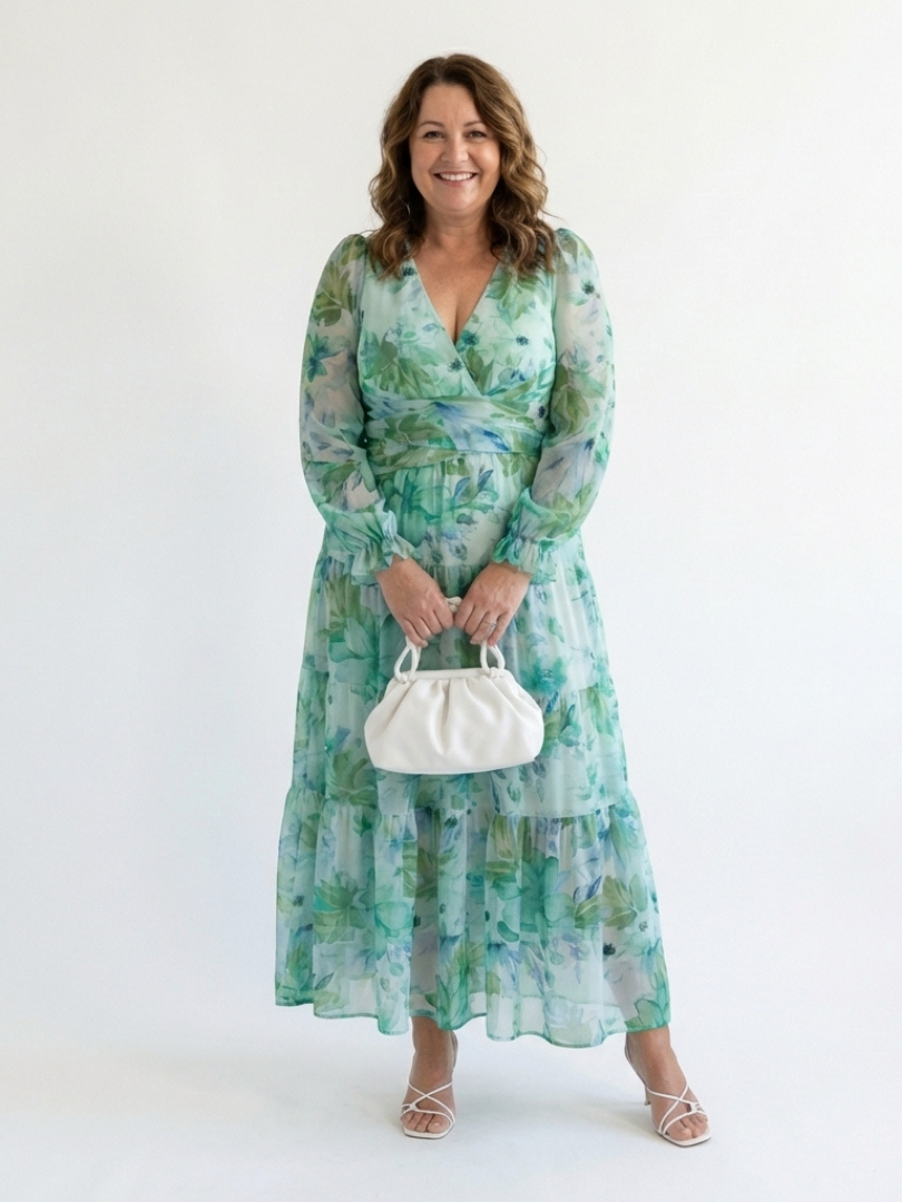 Camellia | Women's Floral Wrap Long Sleeve Maxi Dress