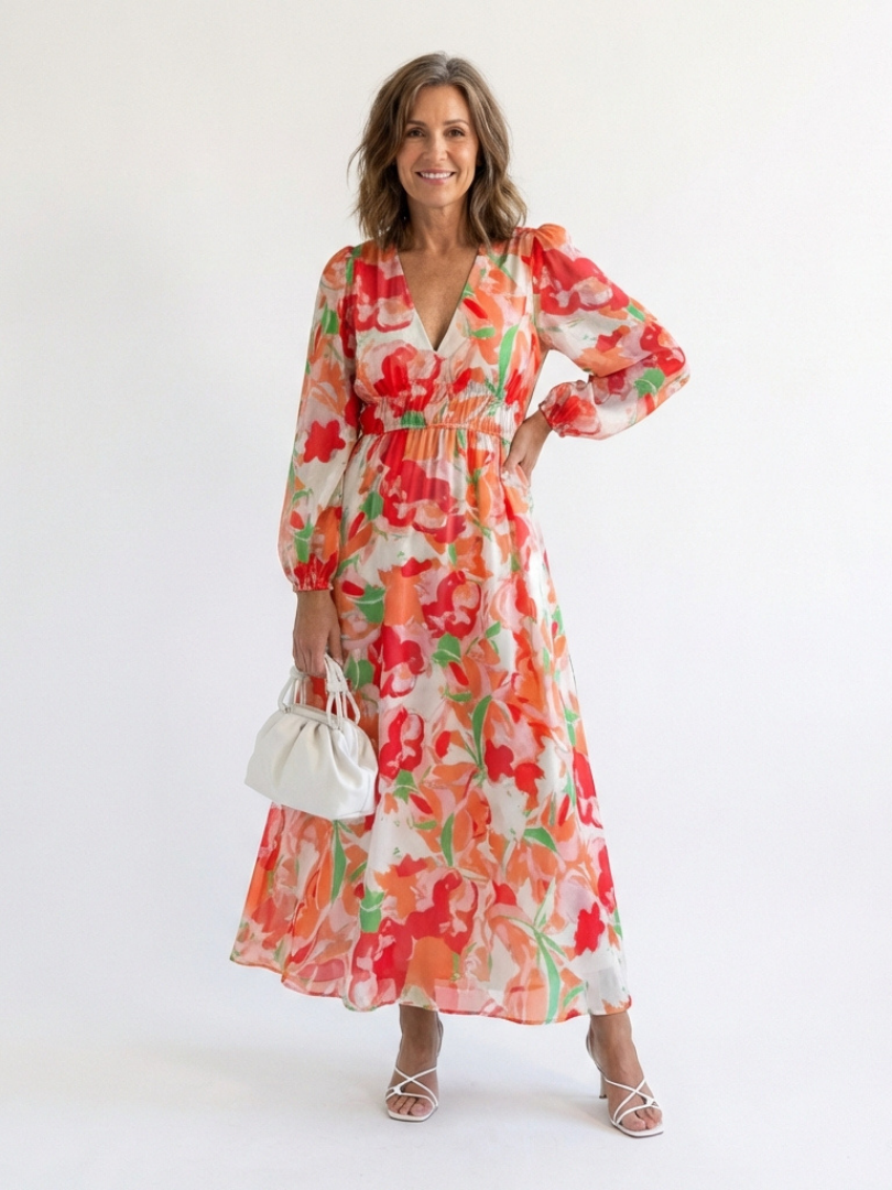 Camellia | Women's Floral Wrap Long Sleeve Maxi Dress