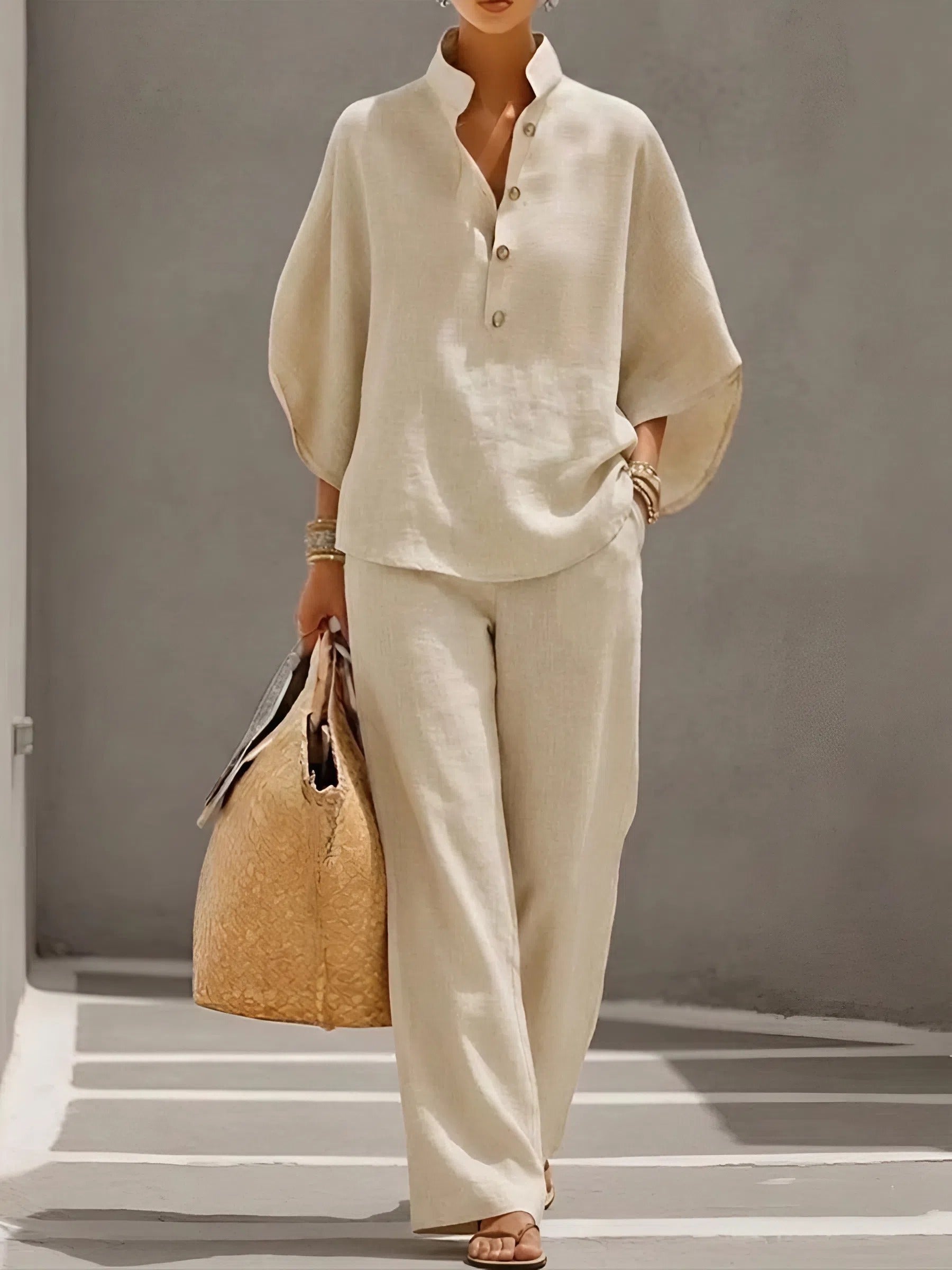 Cordula | Women's Button Up Wide Leg Two Piece Set