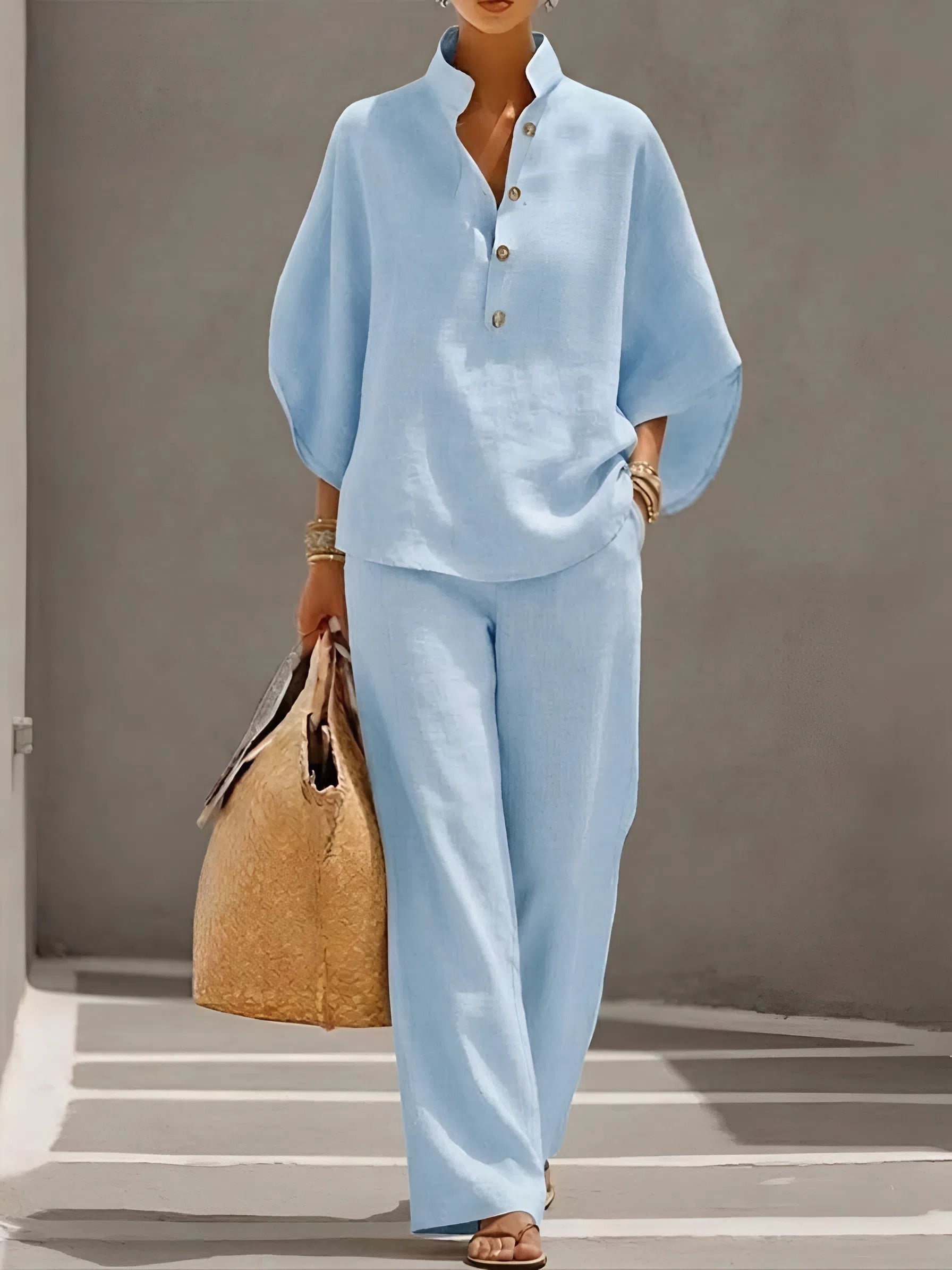 Cordula | Women's Button Up Wide Leg Two Piece Set