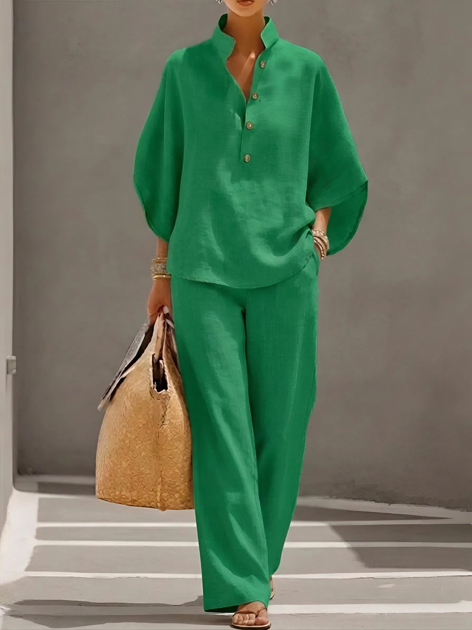 Cordula | Women's Button Up Wide Leg Two Piece Set