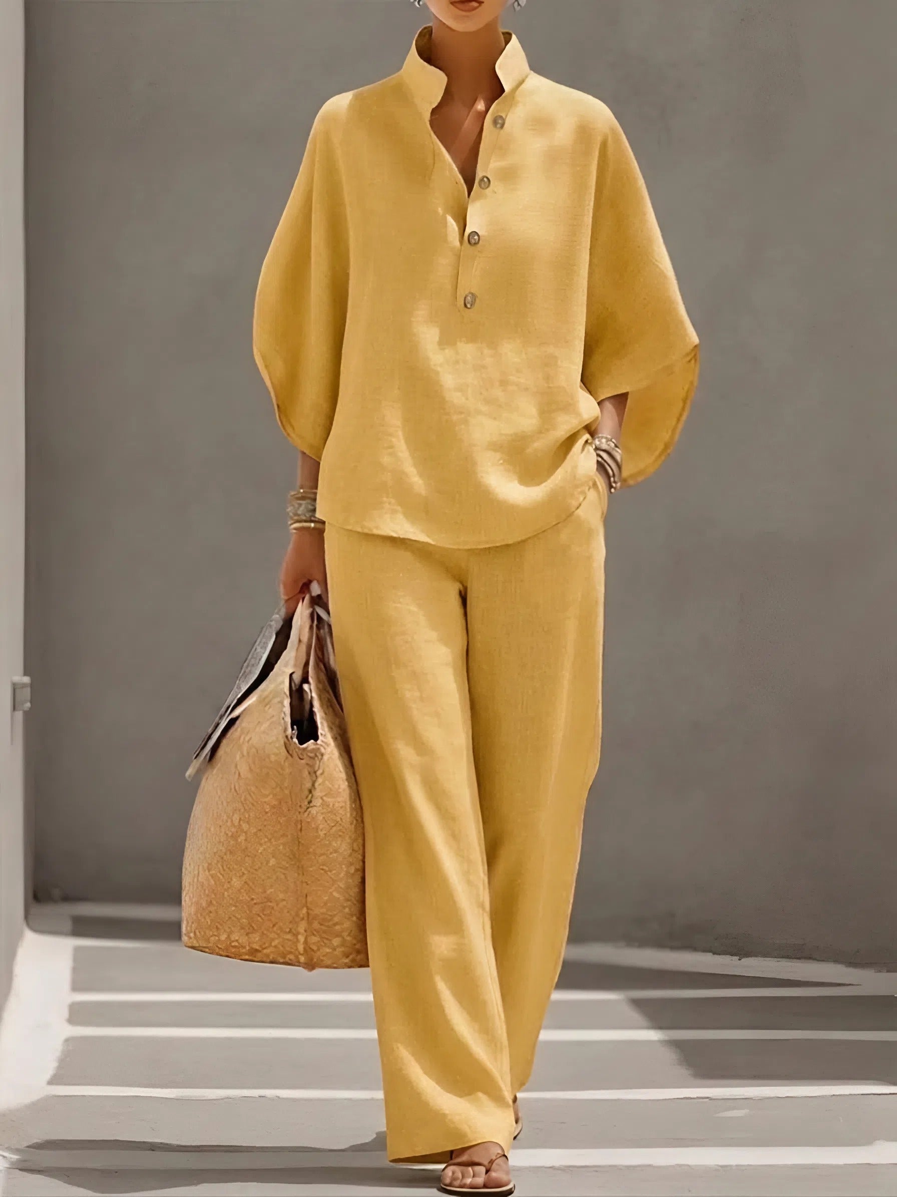 Cordula | Women's Button Up Wide Leg Two Piece Set