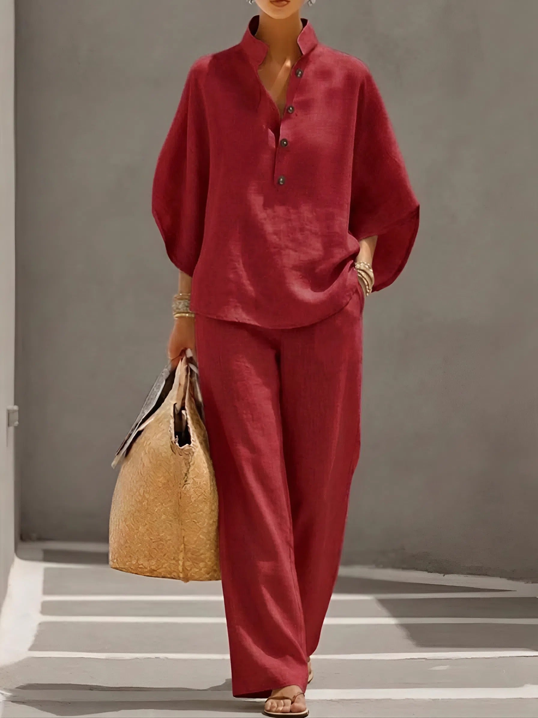 Cordula | Women's Button Up Wide Leg Two Piece Set