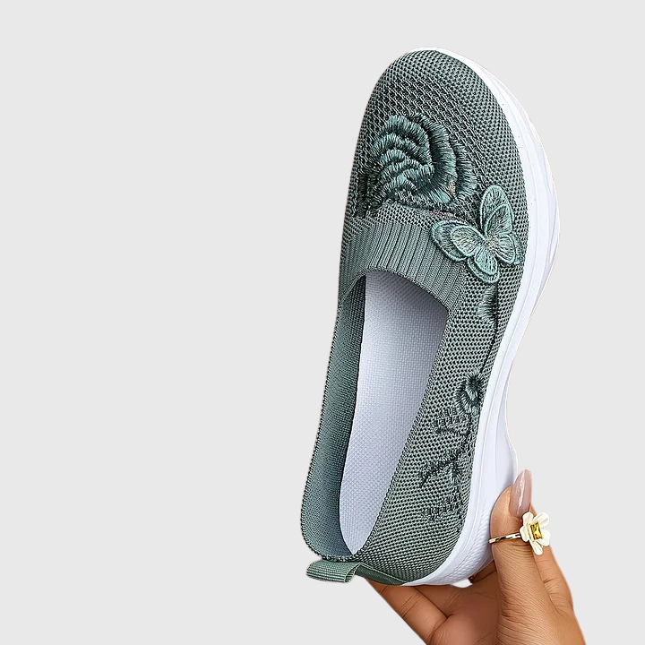 Eulalia | Women's Butterfly Embroidered Slip On Sneakers