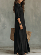 Evangelyn | Women's Button Down V-Neck Maxi Dress