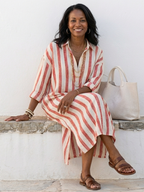 Imara | Women's Striped Midi Shirt Dress