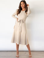 Imogen | Women's Long Sleeve Belted Midi Dress