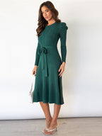 Imogen | Women's Long Sleeve Belted Midi Dress