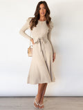 Imogen | Women's Long Sleeve Belted Midi Dress