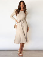 Imogen | Women's Long Sleeve Belted Midi Dress