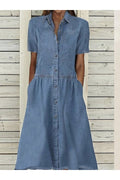 Ione | Women's Button Down Short Sleeve Shirt Dress