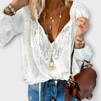 Isabeau | Women's Lace V-Neck Long Sleeve Blouse