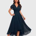 Isadora

Wait, | Women's V-Neck Short Sleeve Midi Dress