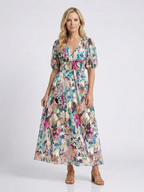 Jasmine | Women's Floral V Neck Midi Dress