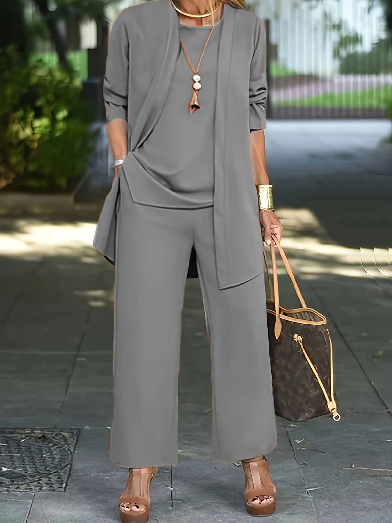 Lavender | Women's Round Neck Three Piece Coordinated Set
