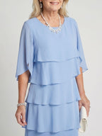 Moira | Women's Tiered Round Neck Midi Dress