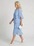 Moira | Women's Tiered Round Neck Midi Dress