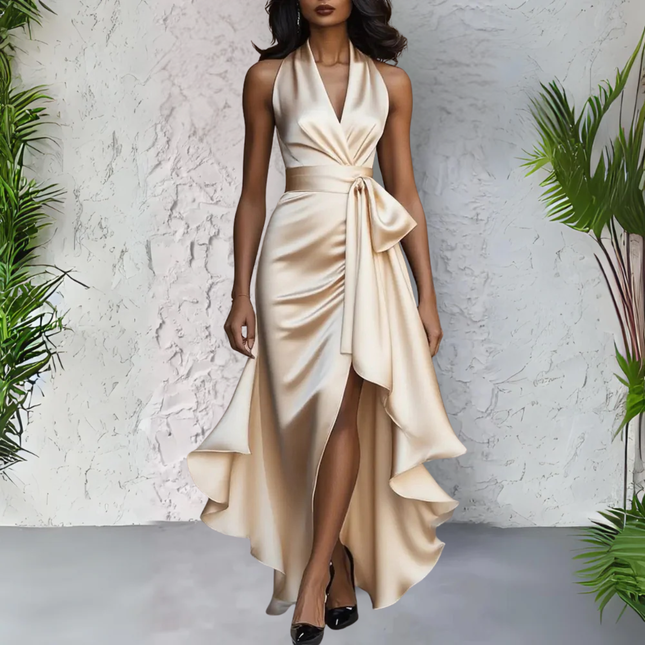 Ottavia | Women's Halter Neck Wrap Maxi Dress