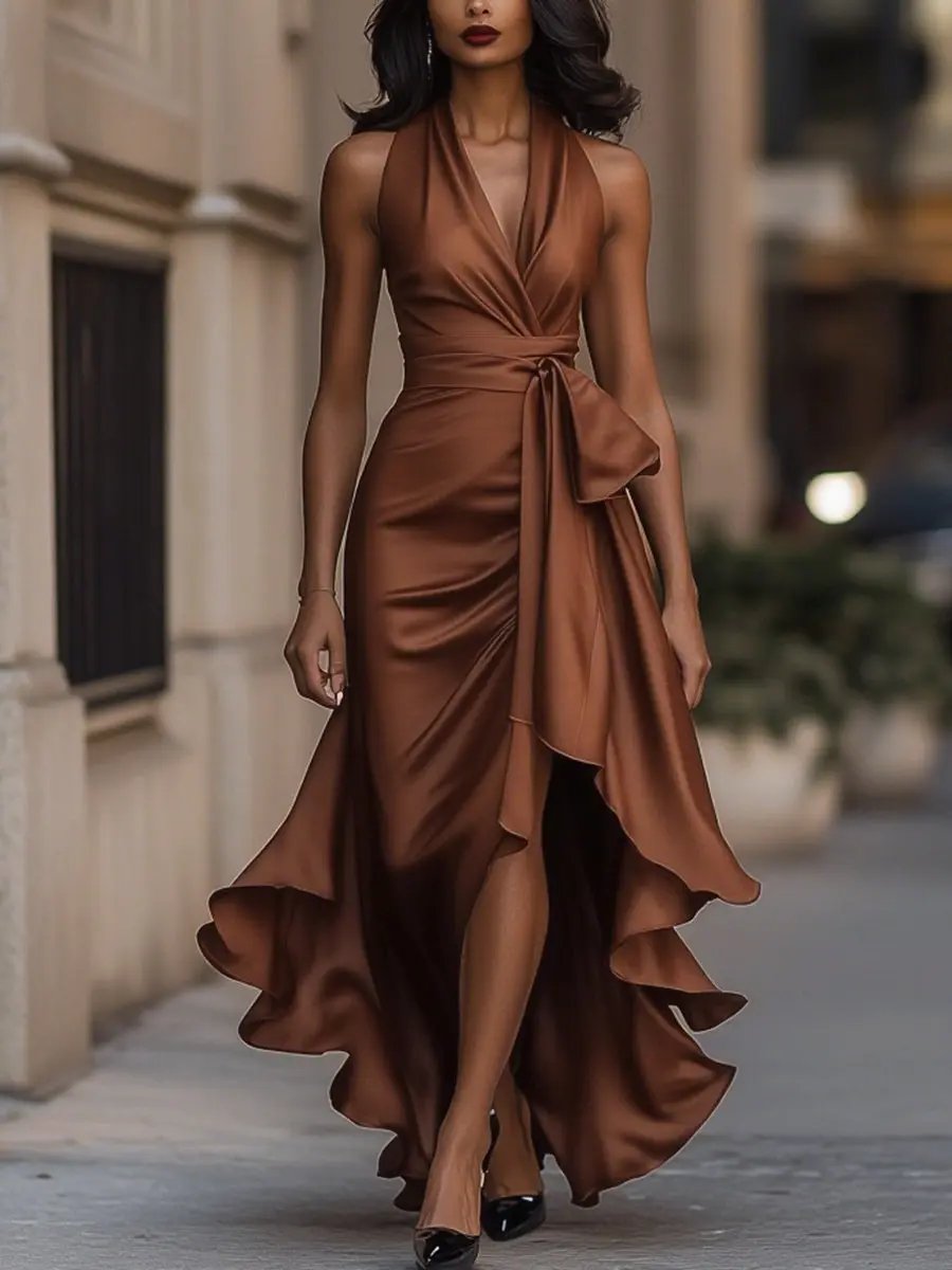 Ottavia | Women's Halter Neck Wrap Maxi Dress