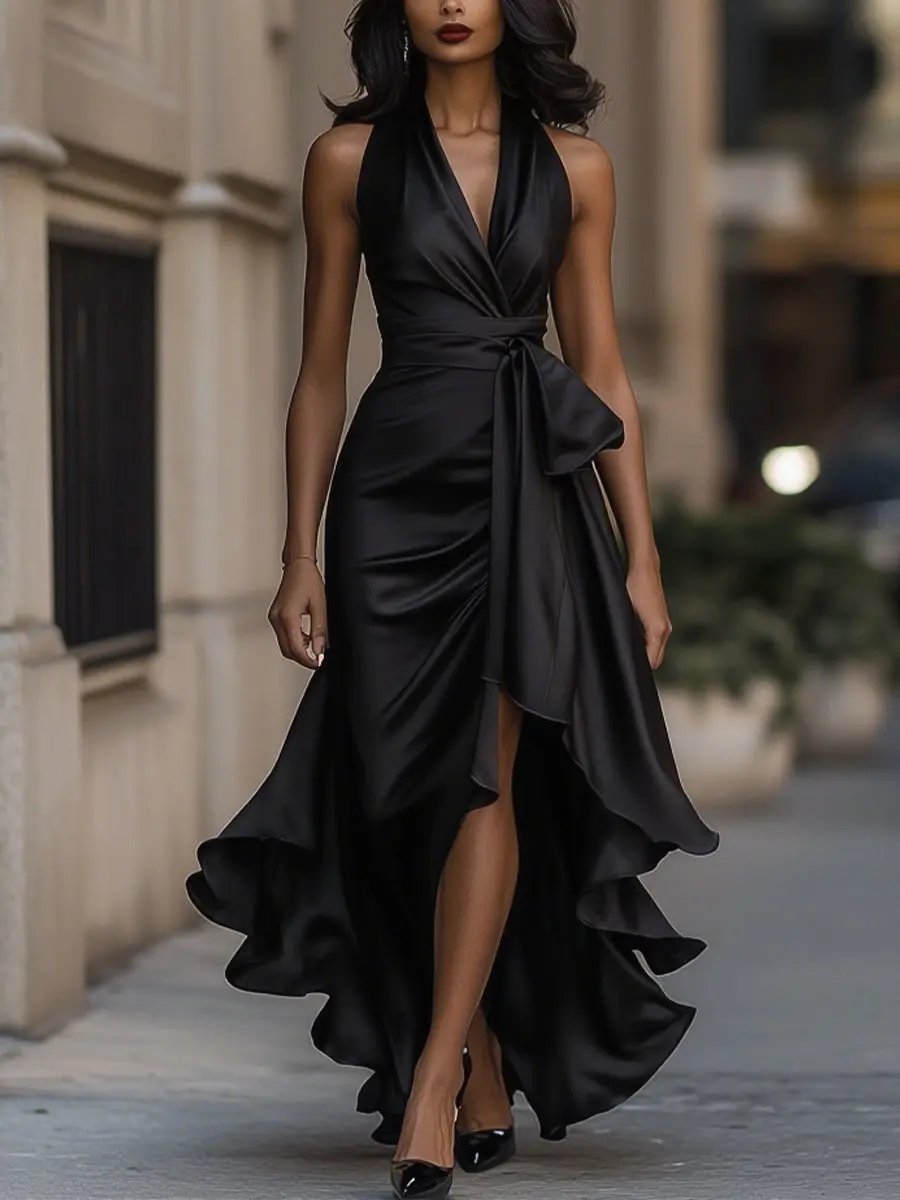 Ottavia | Women's Halter Neck Wrap Maxi Dress