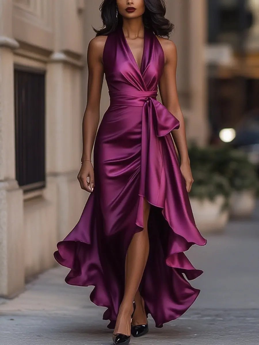 Ottavia | Women's Halter Neck Wrap Maxi Dress