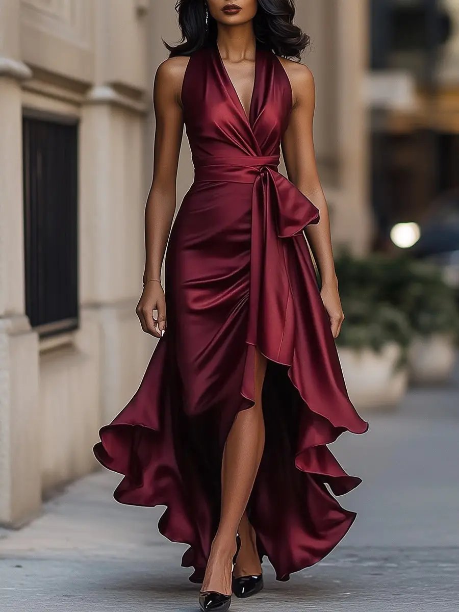 Ottavia | Women's Halter Neck Wrap Maxi Dress