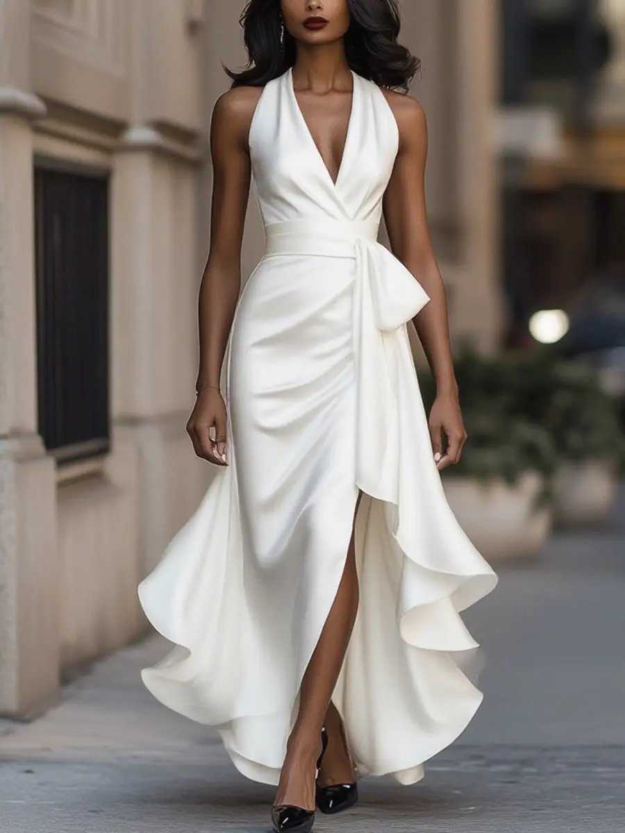 Ottavia | Women's Halter Neck Wrap Maxi Dress