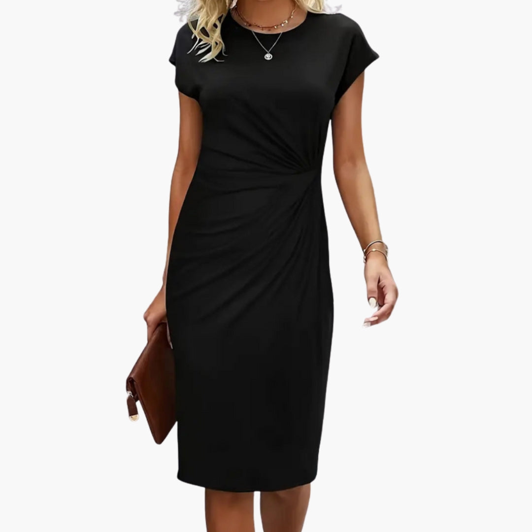 Rhea | Women's Round Neck Short Sleeve Midi Dress
