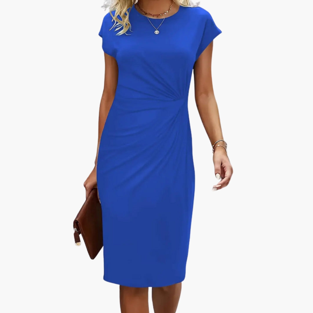 Rhea | Women's Round Neck Short Sleeve Midi Dress