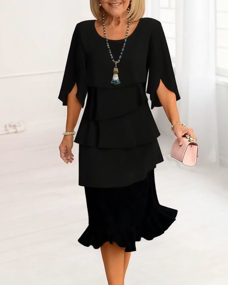 Rhianna | Women's Ruffle Midi Dress