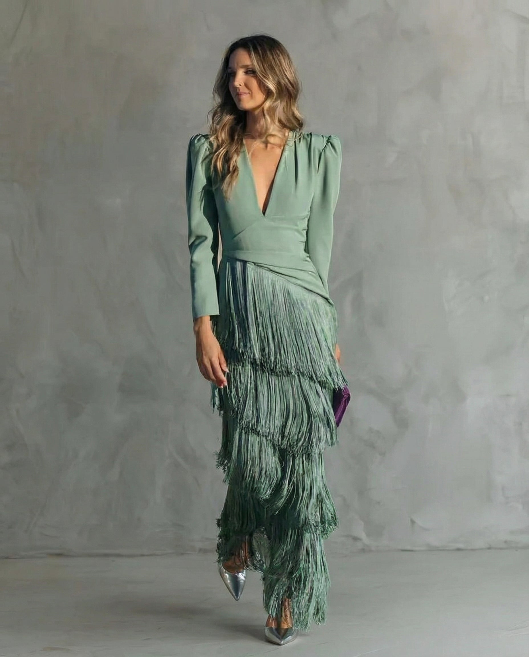 Saoirse | Women's Fringe V-Neck Maxi Dress