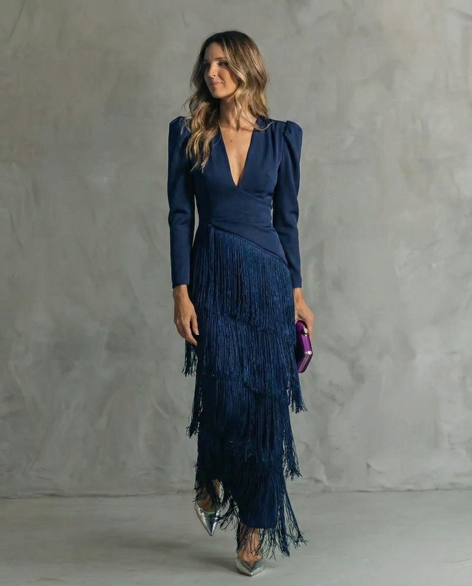 Saoirse | Women's Fringe V-Neck Maxi Dress