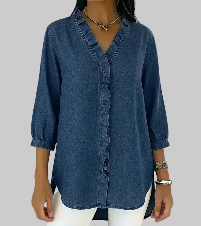 Tessa | Women's V-Neck Ruffle Blouse