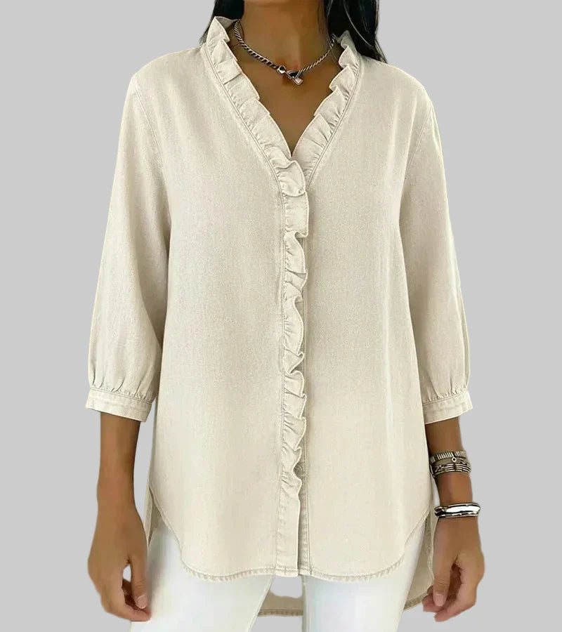 Tessa | Women's V-Neck Ruffle Blouse